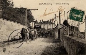 Entrée du bourg de Genas en 1914 (source : Delcampe.net)